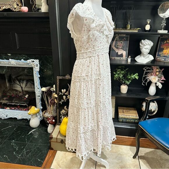 Just Me Tiered Midi Dress with Frill Neckline – Size M – Like New - Picture 3 of 15